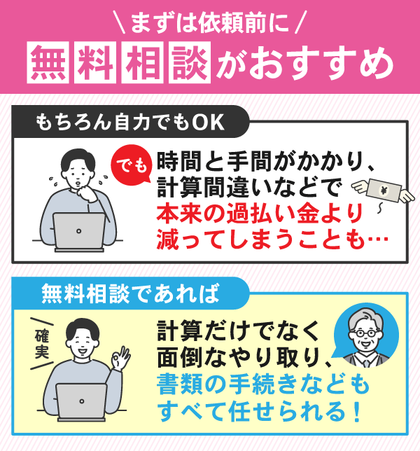 過払い金請求を依頼する前に無料相談をためすことがおすすめ