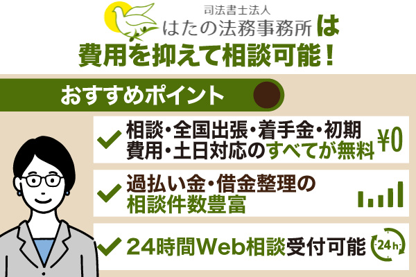 はたの法務事務所の特徴についてまとめた画像