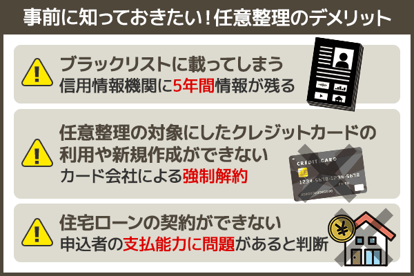 任意整理のデメリットをポイントごとにまとめた画像